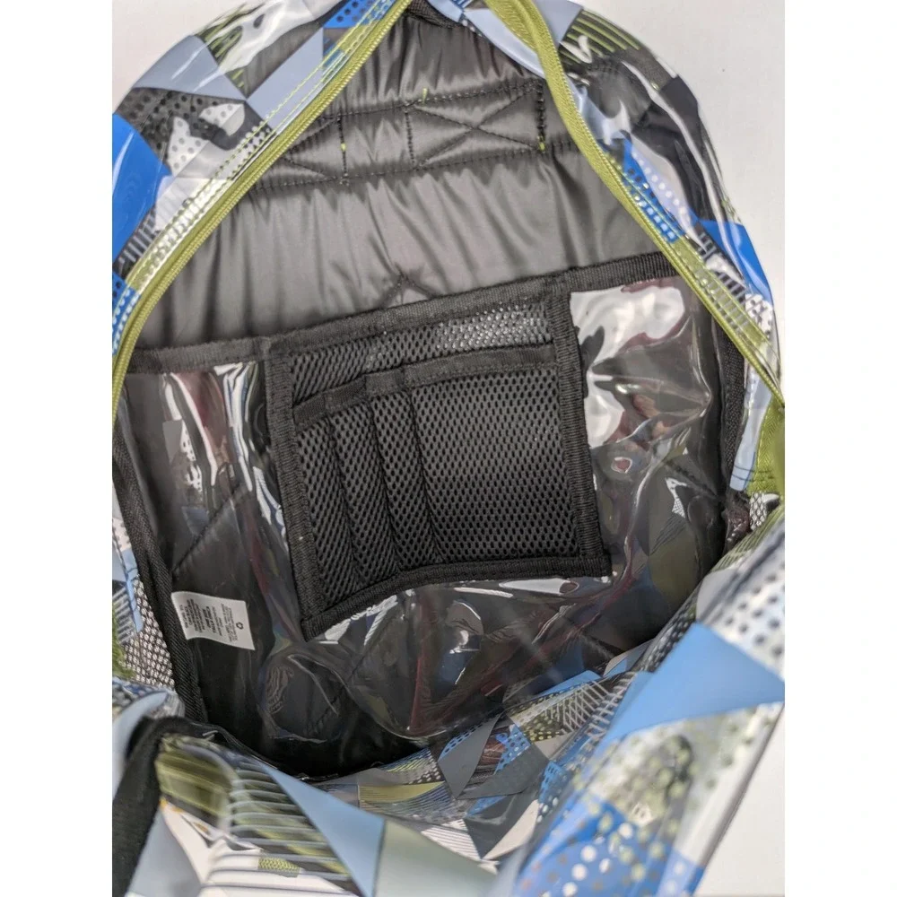 Wonder Nation Kids Clear Geometric Triangle Print Backpack Blue Green New